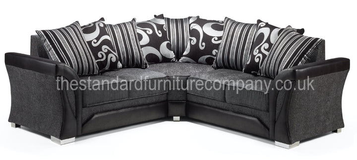 Bailey Faux Leather & Chenille Fabric Corner Sofa